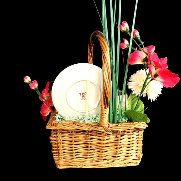 Ikebana Vintage Gift Basket Kyoto Tea Cup Saucer - Picture 10 of 11